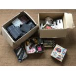 A large collection of vintage Scalextric electric model racing track and accessories, including