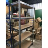 A five-tier galvanized metal shelving / storage unit, 90 x 40 x 180 cm