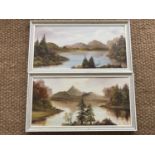 Jean Rennie (20th Century) A pair of sepia-toned Lakeland landscapes, acrylic on board, uniformly