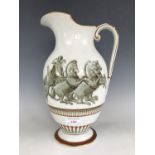 A Victorian Neoclassical Revival wash jug, transfer-printed and hand-tinted with mythological