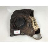 A Second World War RAF C-Type leather flying helmet