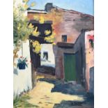 F*** Reed (20th Century) Sunny continental scene, oil on board, framed, 38 x 29 cm