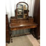 A Victorian burr-walnut veneered dressing table