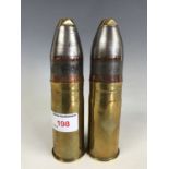 Two inert Great War Vickers 37mm "pom-pom" artillery rounds