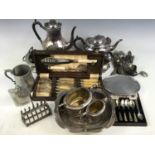 A quantity of electroplate including a four-piece Elkington tea / coffee set, an Atkin Brothers