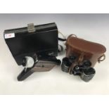 A cased pair of Colmont Telesca 8x32 binoculars together with a cased GAF 64 cine camera