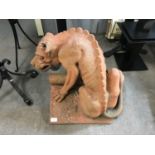 A terracotta roof-top gargoyle from Oakley Court, Windsor, situated next to Bray studios and the