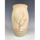 A Gray's Pottery Art Deco vase, of elongated ovoid from with everted neck, hand-decorated in a