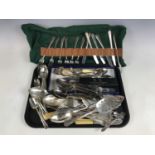 A quantity of electroplate cutlery including a Henry Wilkinson cutlery set in a cloth bag