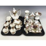 A collection of Royal Albert Old Country Roses pattern china, including a part coffee set, a