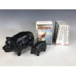 A pair of Wedgwood porcelain "Rupert the Bear" children's book money boxes / bookends, together with