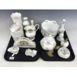 A quantity of Aynsley Wild Tudor wares including vases, lidded trinket boxes and a clock etc
