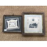 A Victorian memento-mori to John Gibson, dated 1865, framed under glass, 19 x 23 cm, together with a