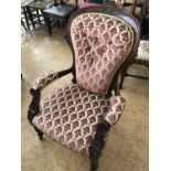 A Victorian button back and upholstered mahogany chair
