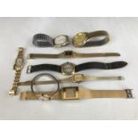 Eight vintage wristwatches including a gentleman's Tempo rolled-gold cased wristwatch with a