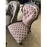 A Victorian button-upholstered lounge chair