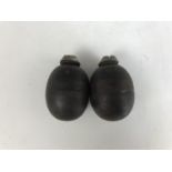 Two inert Great War German 'egg' grenades