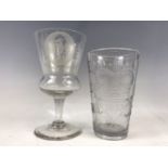 A 1908 Edinburgh National Exhibition Robert Burns glass together with an 1897 Queen Victoria