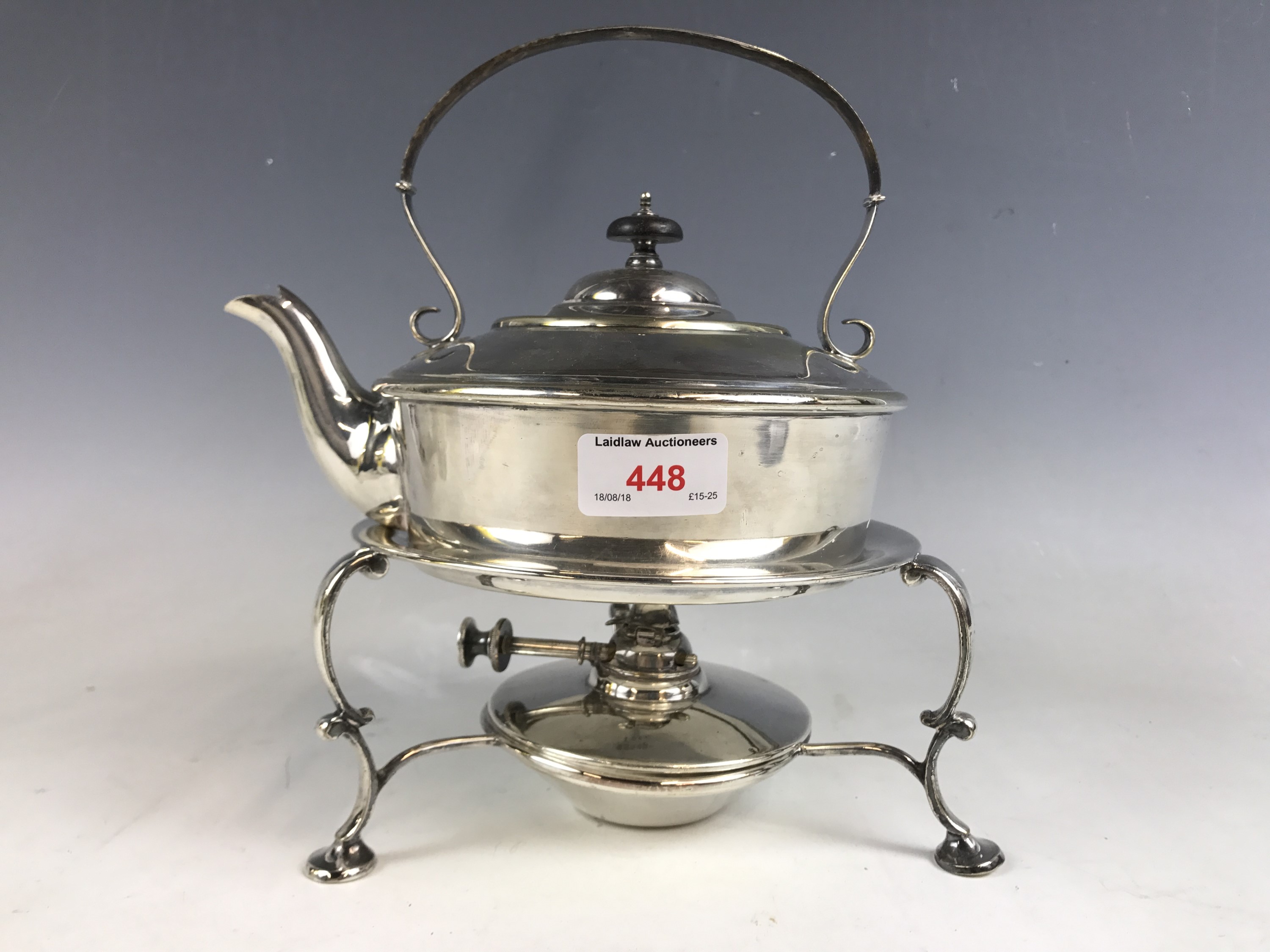 A late 19th / early 20th Century electroplate spirit kettle and stand