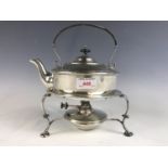 A late 19th / early 20th Century electroplate spirit kettle and stand