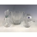 A boxed Argyle Fine Cut Crystal glass ice bucket together with a Royal Doulton crystal basket and