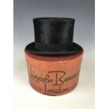 A Tress & Co of London moleskin silk top hat retailed by Samuel Jesper of Carlisle, 15.5 x 19 cm