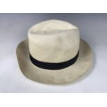 A boxed Equador Panama hat, 17 x 20.5 cm (internally)