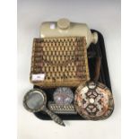 Sundry collectors' items including an antique Italian micro-mosaic hand mirror, Victorian hand