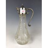 An electroplate and glass claret jug