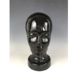 A Scheurich of Germany black glazed ceramic bust / head