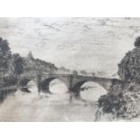 *** Taylor (19th Century) Ancrum Auld Brig, drypoint, framed and mounted under glass, 17 x 26 cm