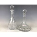 A cut glass Rodney / ship's decanter and one other