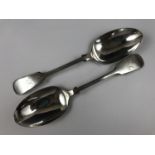 A pair of George V silver fiddle pattern table spoons, James Deakin & Sons , Sheffield, 1913