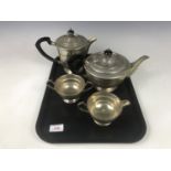 An Art Deco four piece electroplate tea set