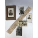 A small group of Great War photographic postcards including a portrait of a soldier or airman