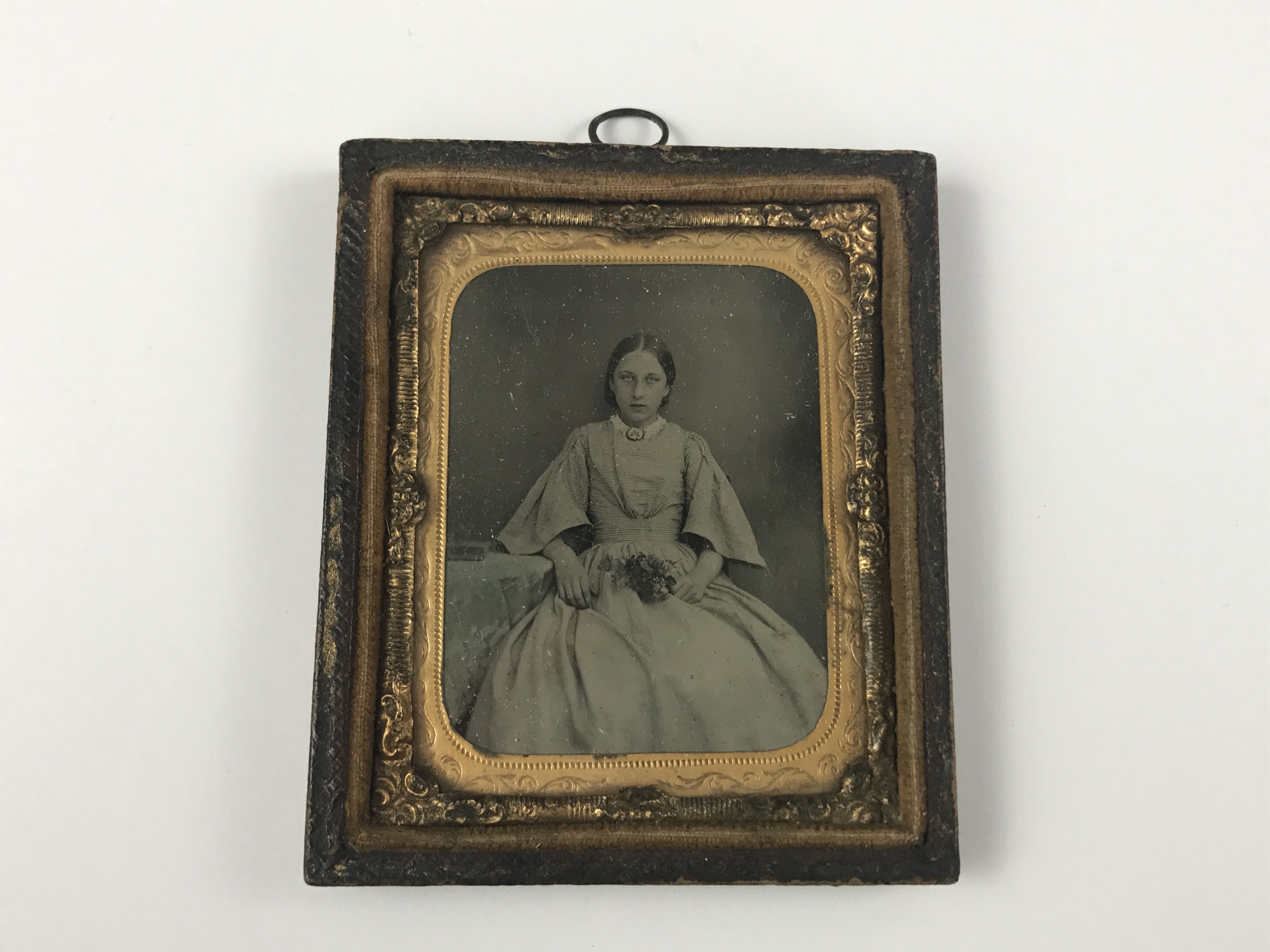 A Victorian tintype of a young lady, circa 1850