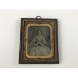 A Victorian tintype of a young lady, circa 1850