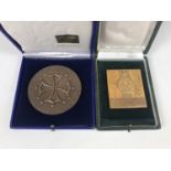 A large reproduction bronze Conseil General de la Havre Garonne medal dated 1978 together with a