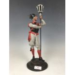 A late 19th century painted spelter figural table lamp base