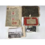 Sundry items of ephemera including cigarette cards, a ration book etc