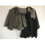 Gentleman's vintage tweed including a JL Cording & Co waistcoat and cape, a guards jacket and a