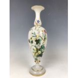 A Victorian hand enamelled opalescent glass vase