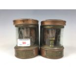 Two small reproduction ships' lanterns / lamps, (one glass a/f)