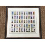 Framed cigarette cards depicting military uniforms