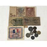 A small quantity of Imperial and Third Reich German coins and bank notes etc