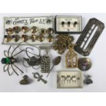 Vintage costume jewellery including kitsch brooches and an early 20th century card mounted display