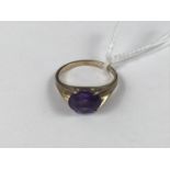 A 9ct gold and amethyst dress ring, 3.2g