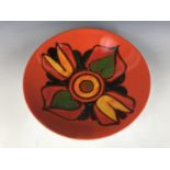 A Poole Pottery Delphis pattern dish, 34 cm (a/f, restored)