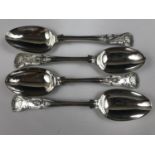 Four Walker & Hall silver King's Pattern dessert spoons, 257g