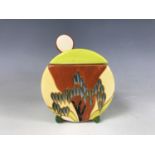 A Metropolitan Museum of Art sugar bowl adapted from the designs of Clarice Cliff
